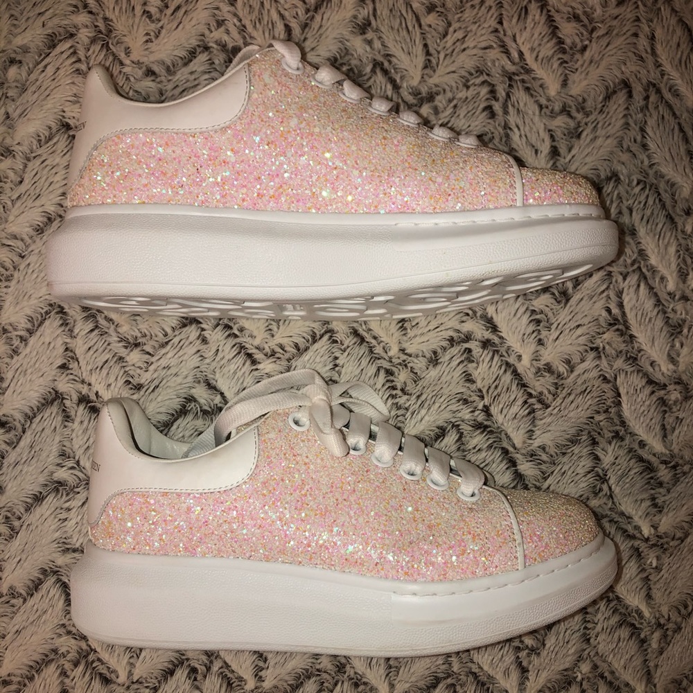 Alexander McQueen white glitter Larry sneakers 38